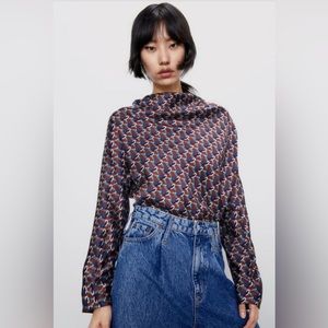 Zara Silky Draped Blouse